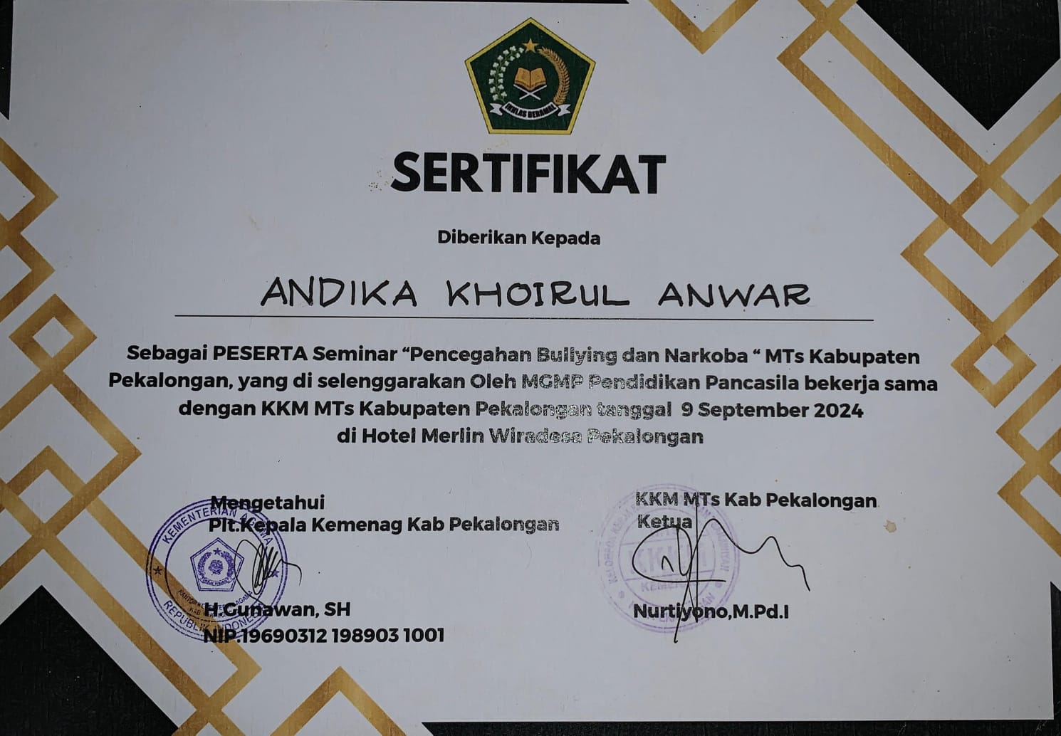 Sertifikat Seminar